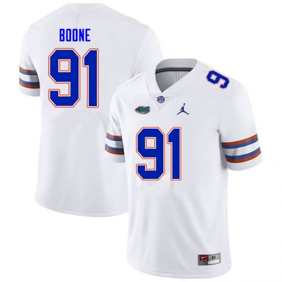 Men's Florida Gators #91 Justus Boone NCAA Nike White Authentic Stitched College Football Jersey YNW3762TR